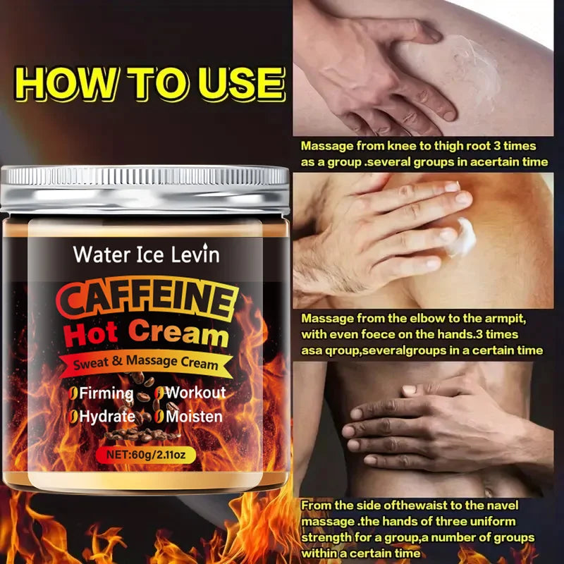 60g Caffeine Hot Massage Cream - Deeply Nourishing and Firming Moisturizer for Face and Body, Ideal for Post-Workout, Enhances Moisturizing System, Moisturizing Cream
