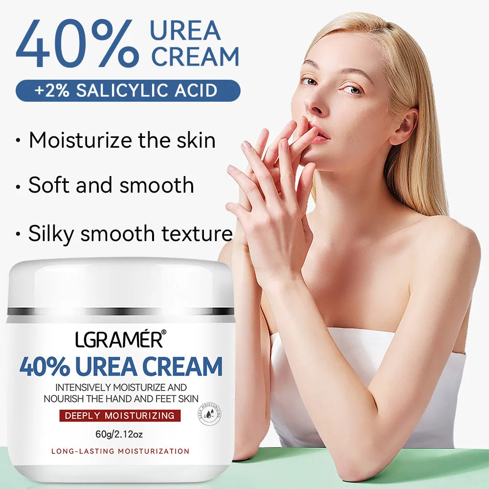 Crème à l'Urée 40% Hydratante Mains et Pieds Élimine Peaux Mortes Répare Peau Sèche et Gercée