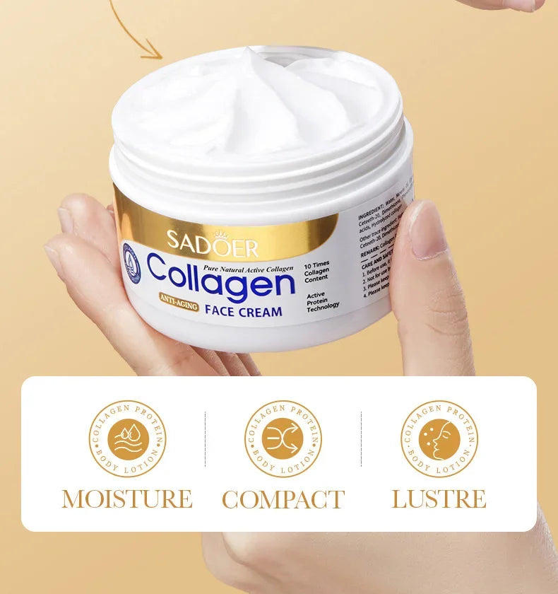 Crème Visage Raffermissante Collagène SADOER - Hydratante Nourrissante Beauté