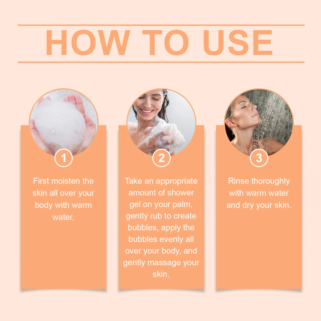 Gel douche à la papaye Blanchiment Lissant Nettoyage Éliminer la saleté Décoloration Pigmentation Mousse riche Arôme Durable Hydrater Rafraîchir Gel douche