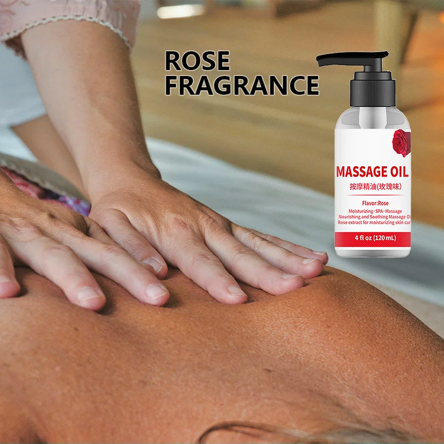 Huile Massage Corps Bio Naturelle à la Rose Relaxante Anti-Cellulite Muscles Endoloris Saint-Valentin Soirée Romantique