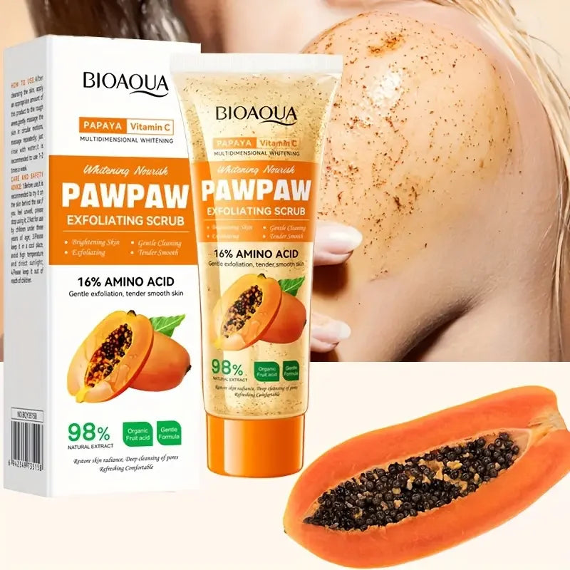 Crème Gommage Exfoliante Papaye Vitamine C 100g - Hypoallergénique Hydratante Nettoyage Profond