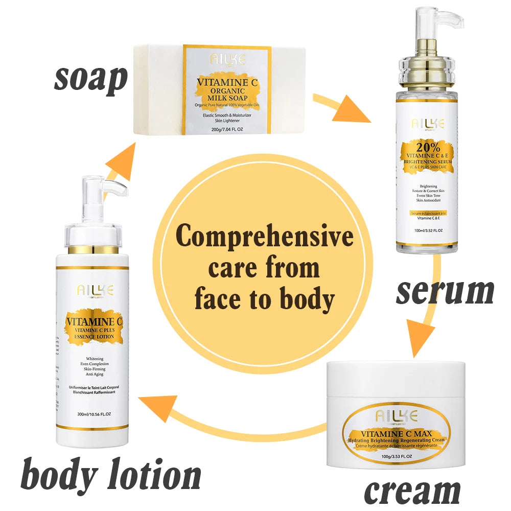 Kit AILKE Vitamine C - Sérum & Crème Éclaircissants Corps