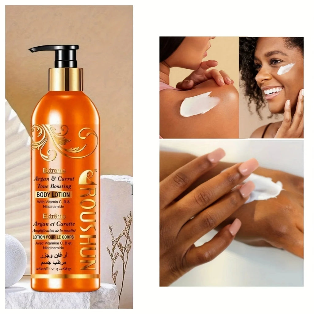 Lotion Corps Argan Marocain et Carotte 500ml Grande Capacité Hydratante Nourrissante