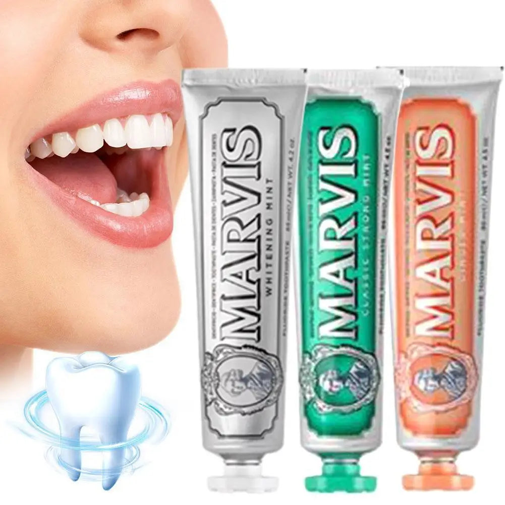Dentifrice Italien Marvis 85ml - Blanchiment Menthe, Haleine Fraîche et Élimination des Taches de Tabac