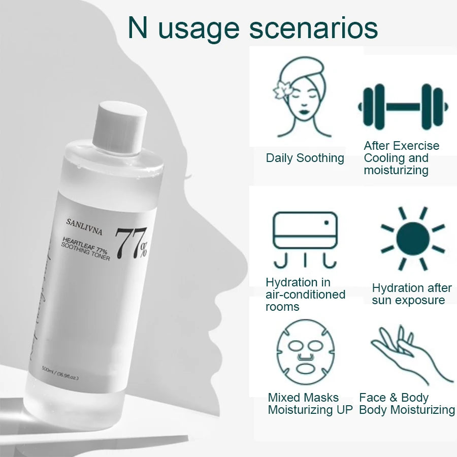 Sanlivna – ensemble coréen de 4 pièces pour soins de la peau, feuille de cœur, équilibre et éclaircissement de l'huile avec complexe apaisant