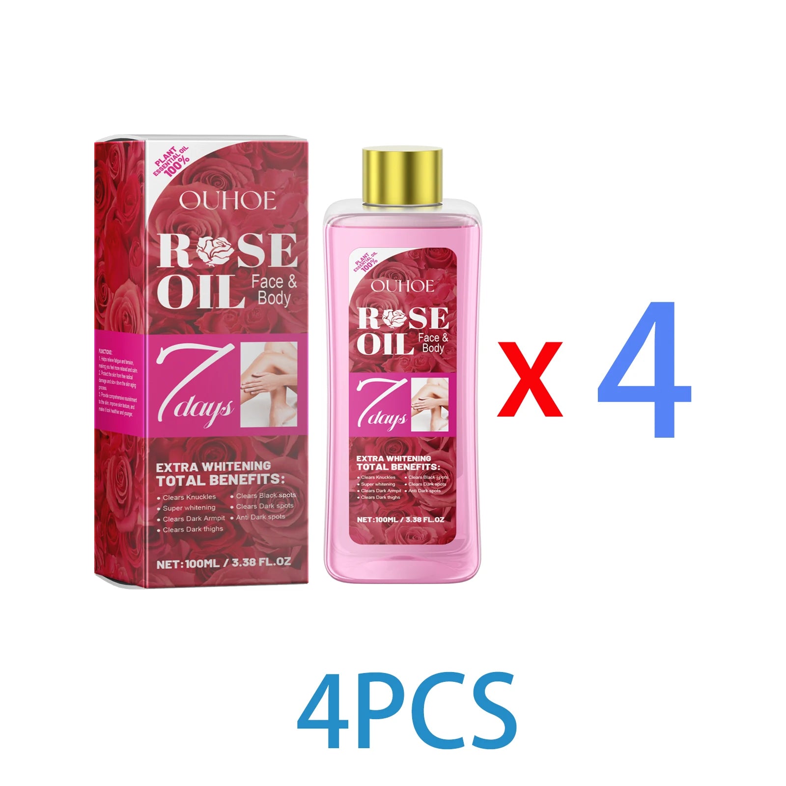 Huile corporelle de rose 100 ml Huile d’argan marocaine Vitamine E Hydratant intense pour les peaux sèches Huile de massage nourrissante Soins corporels de luxe rapides
