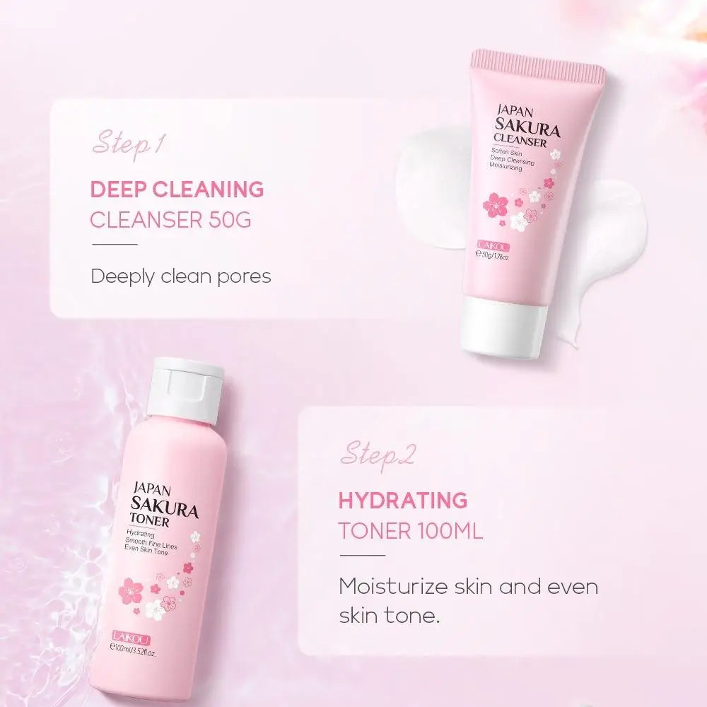 Ensemble de soins de la peau Sakura, 29 pièces/ensemble Kit de soins de la peau de nettoyage en profondeur et hydratant, produit de soin de la peau du visage pour femmes et filles